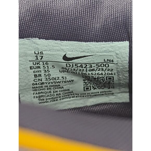 Nike Shoes Mens Size 17 LeBron 20 XX Violet Frost Purple Gold Shoes DJ5423-500 - Picture 6 of 6